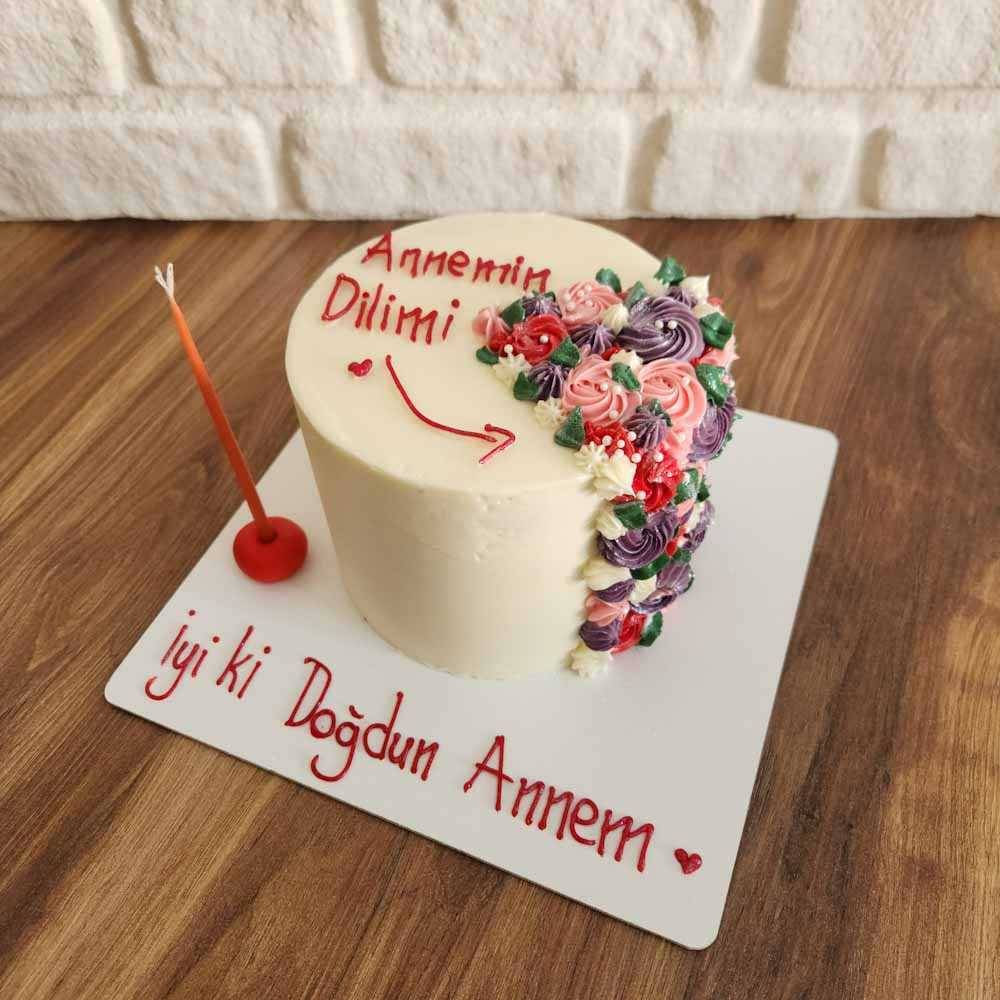 Annemin Dilimi Yazılı Pasta