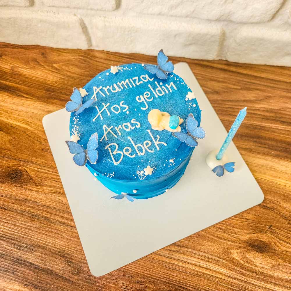 Hoş Geldin Bebek Yazılı Pasta